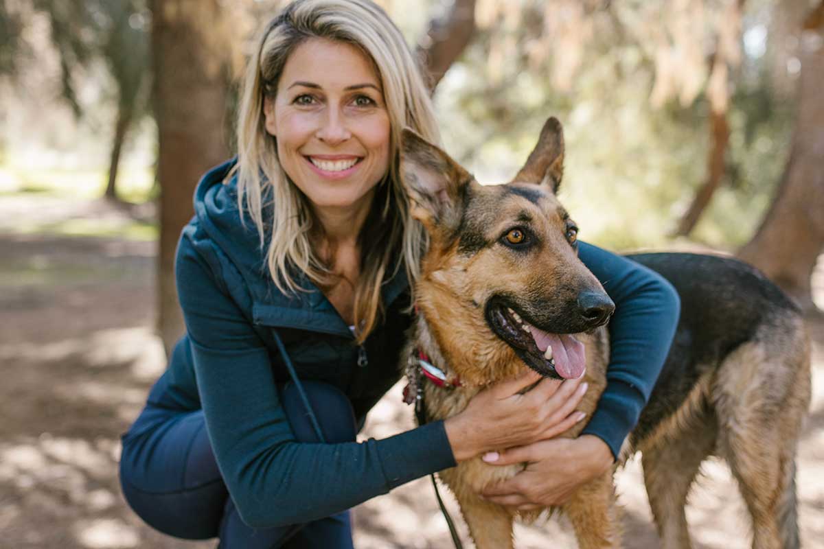 Dog and owner on a hike