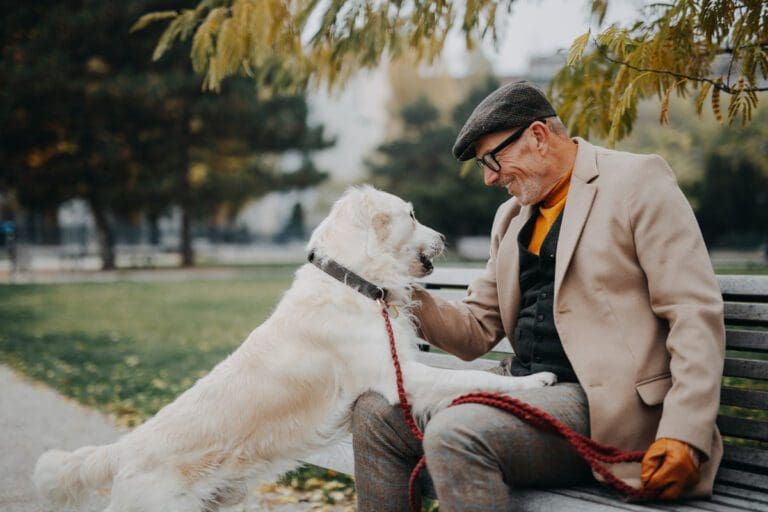 Older man with dog