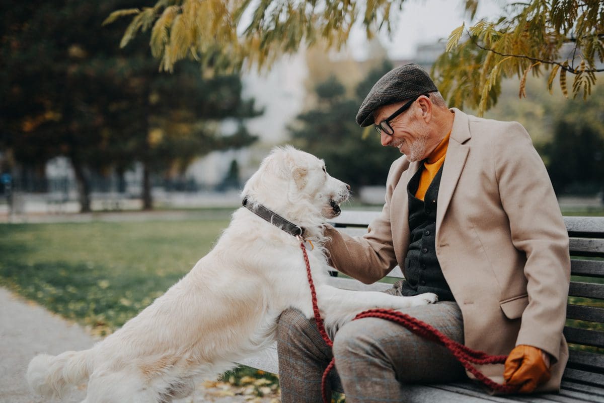 Older man with dog
