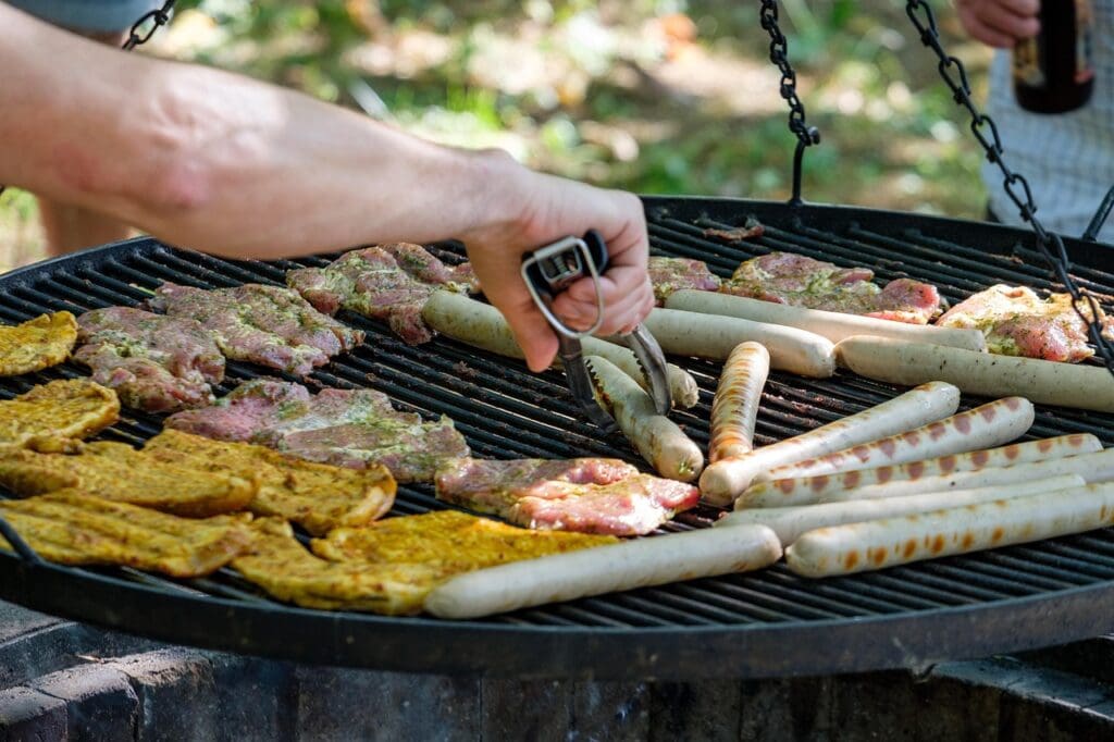 grilling, grill, grilled food, flesh, sausage, food