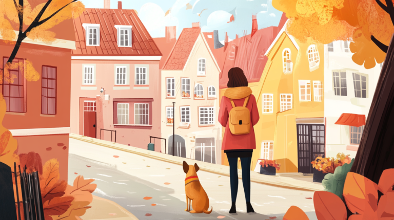 Woman traveling with dog